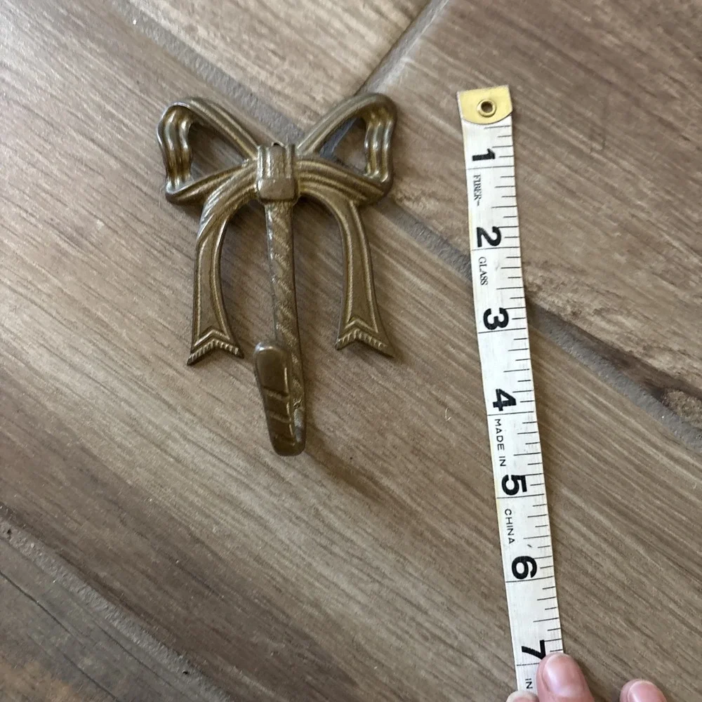 Brass Bow Wall Hook Antique Style‎ Polished Gold Decorative 4.5